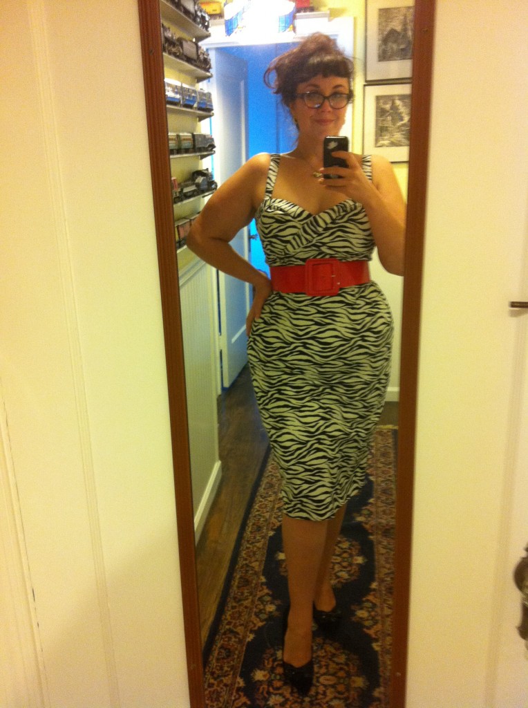 Deadly Dames Vamp Dress in Zebra Print